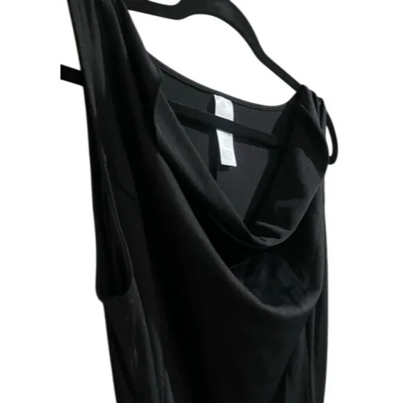 Elegant Sophisticated Sleeveless Black Cowl Neck Midi Dress With Tie Belt Size M - Picture 8 of 13